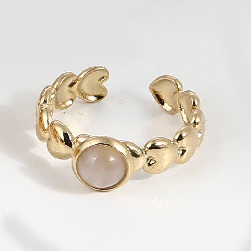 Stainless Steel Inlaid Natural Stone Gold-plated Rings