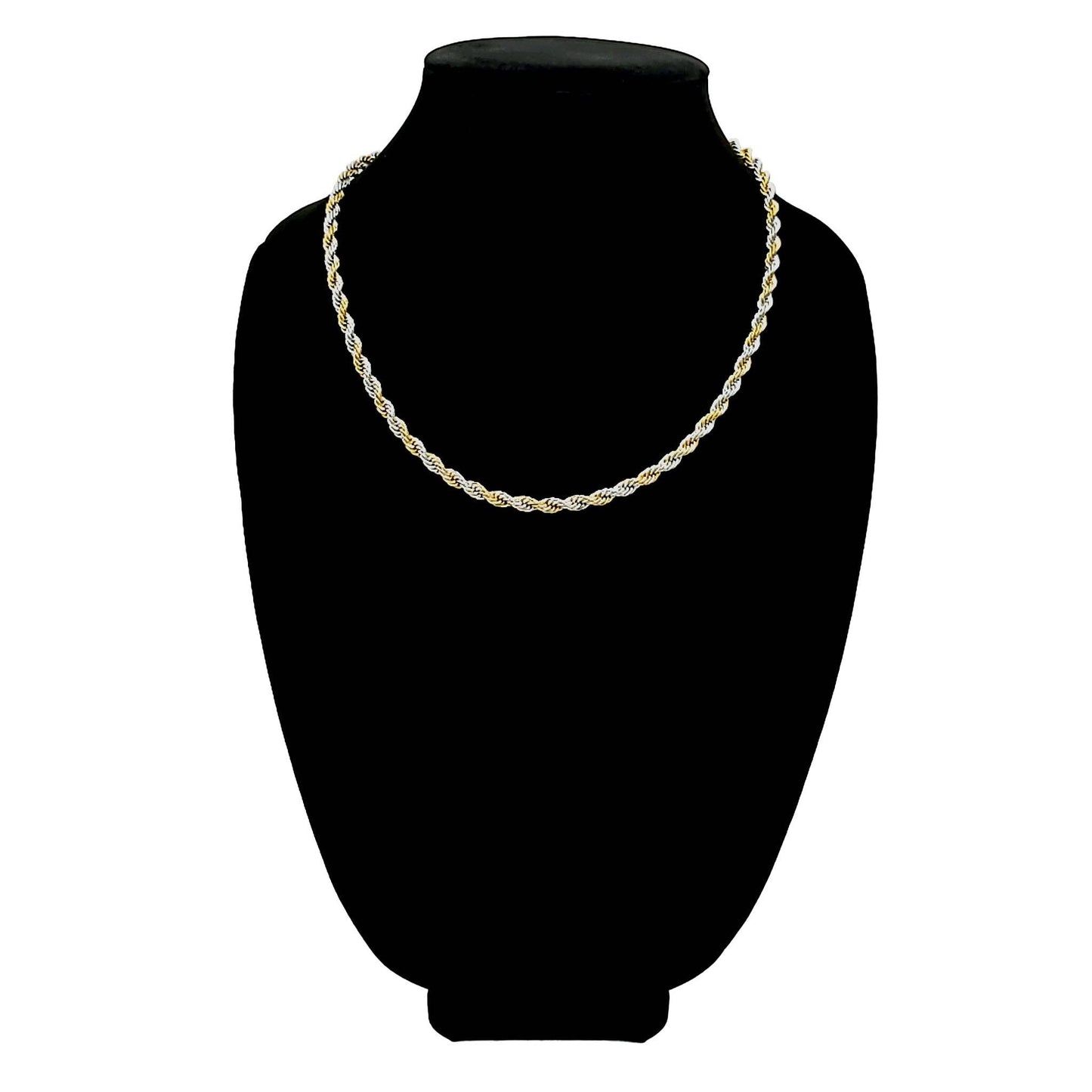 Stainless Steel And 18K Gold PVD Coated Rope Chain Necklace