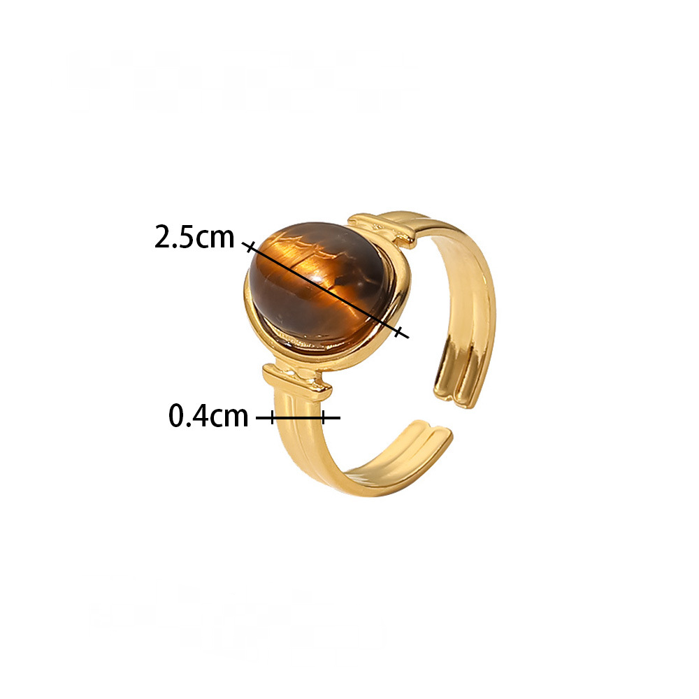 Gold-plated Stainless Steel Inlaid Natural Stone Rings