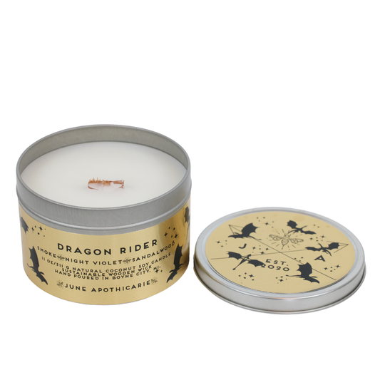 Dragon Rider Wooden Wick 11 oz Tin Candle