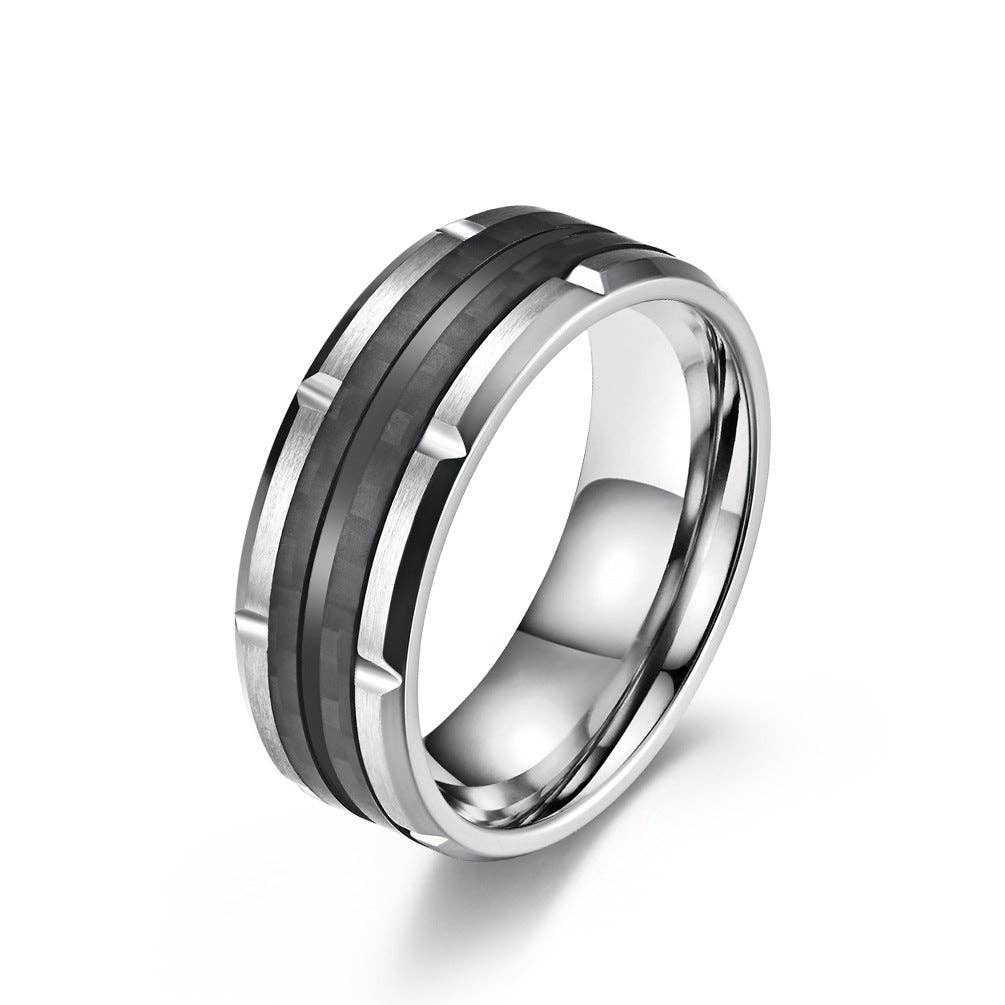 Men's Delicate Blue Stainless Steel Ring Men's Jewelry