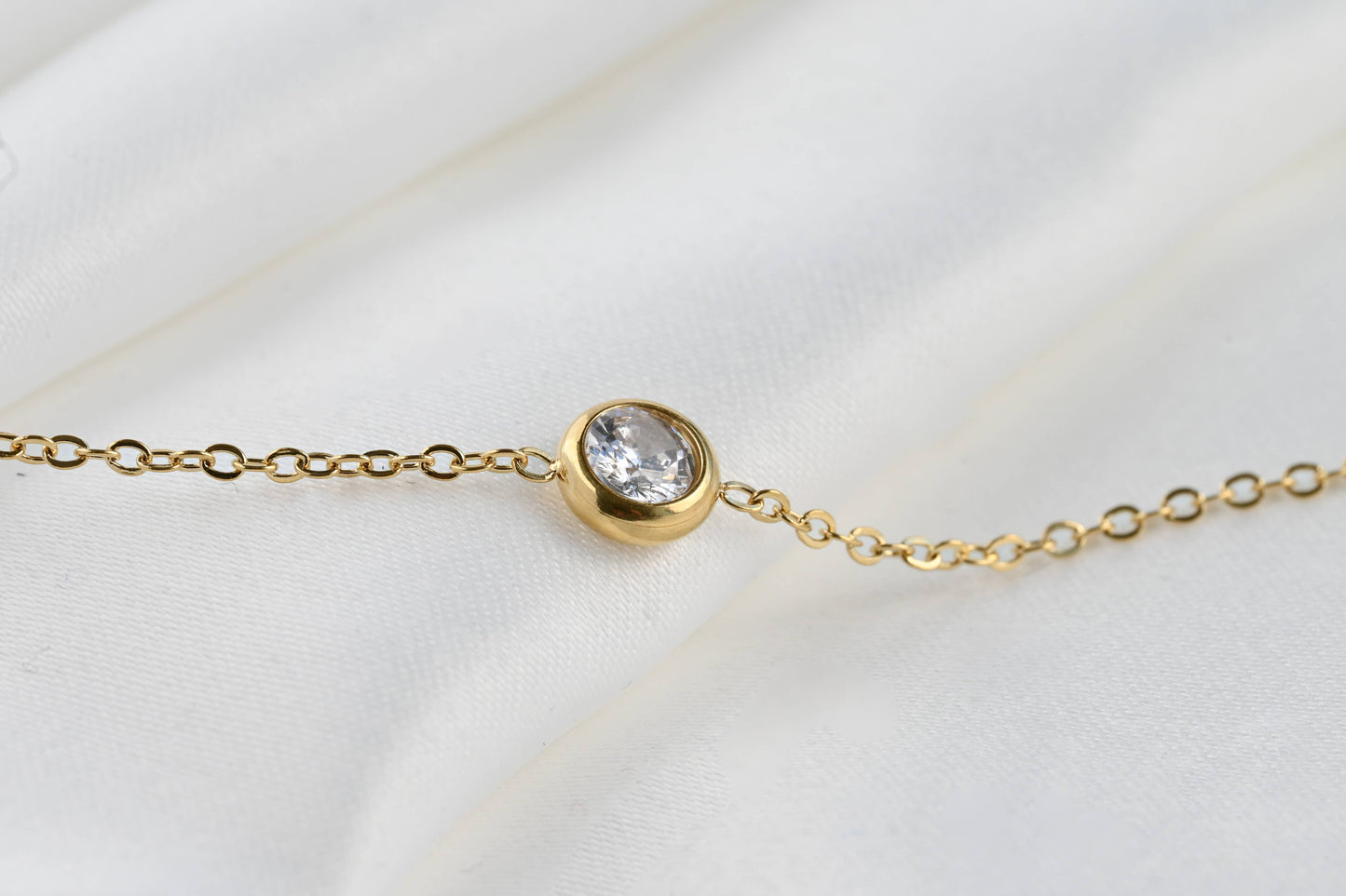 Bezel Station Necklace - Diamond Satellite Necklace 0431