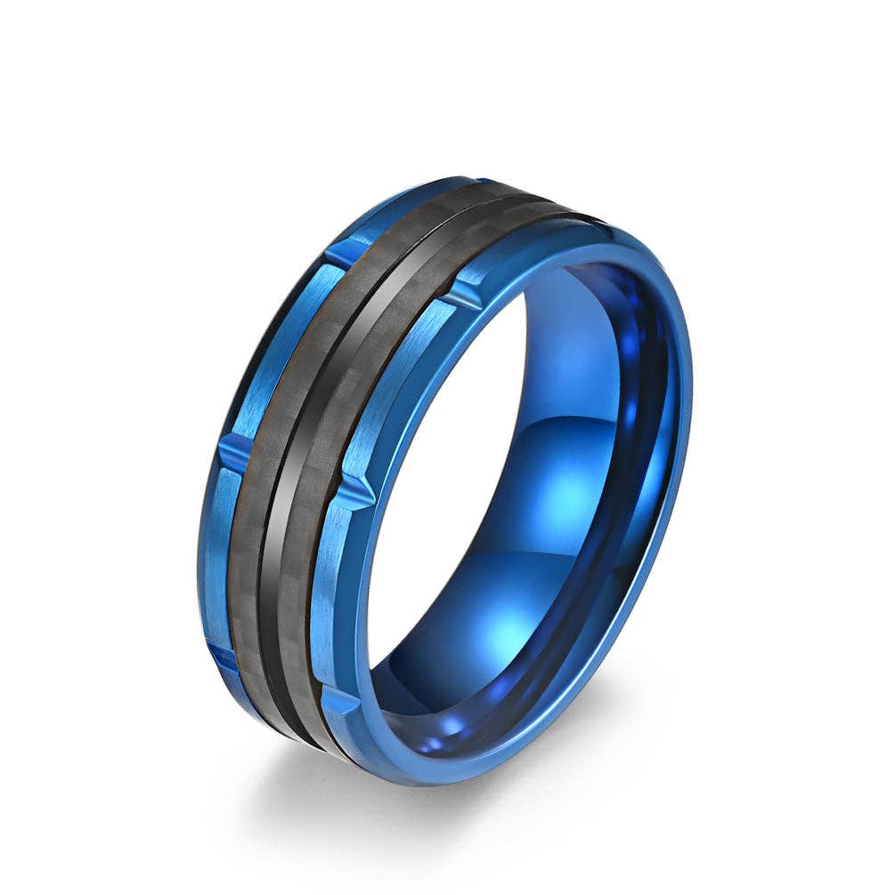 Men's Delicate Blue Stainless Steel Ring Men's Jewelry