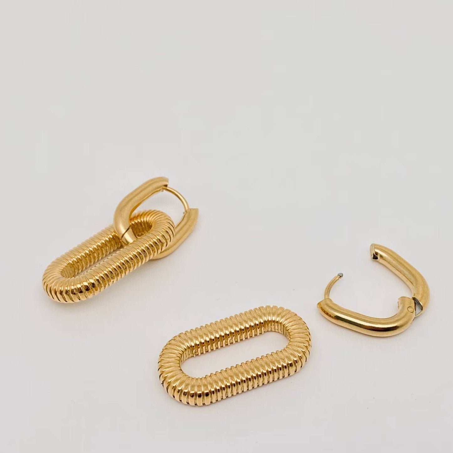 18kt pvd Gold-plated Stainless Steel Double-ring Clasp Hoop Earring