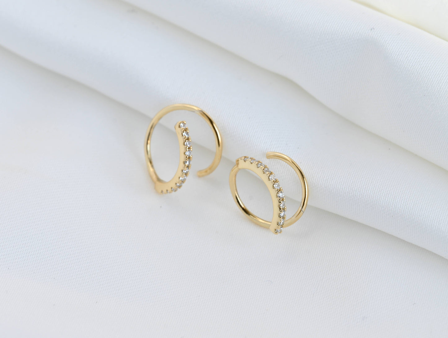 2 pcs18KT Gold PVD Spiral Hoop Earrings - Waterproof Hoops