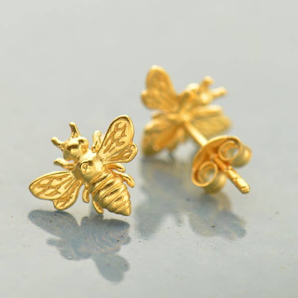 Bee Stud Earrings 9x11mm