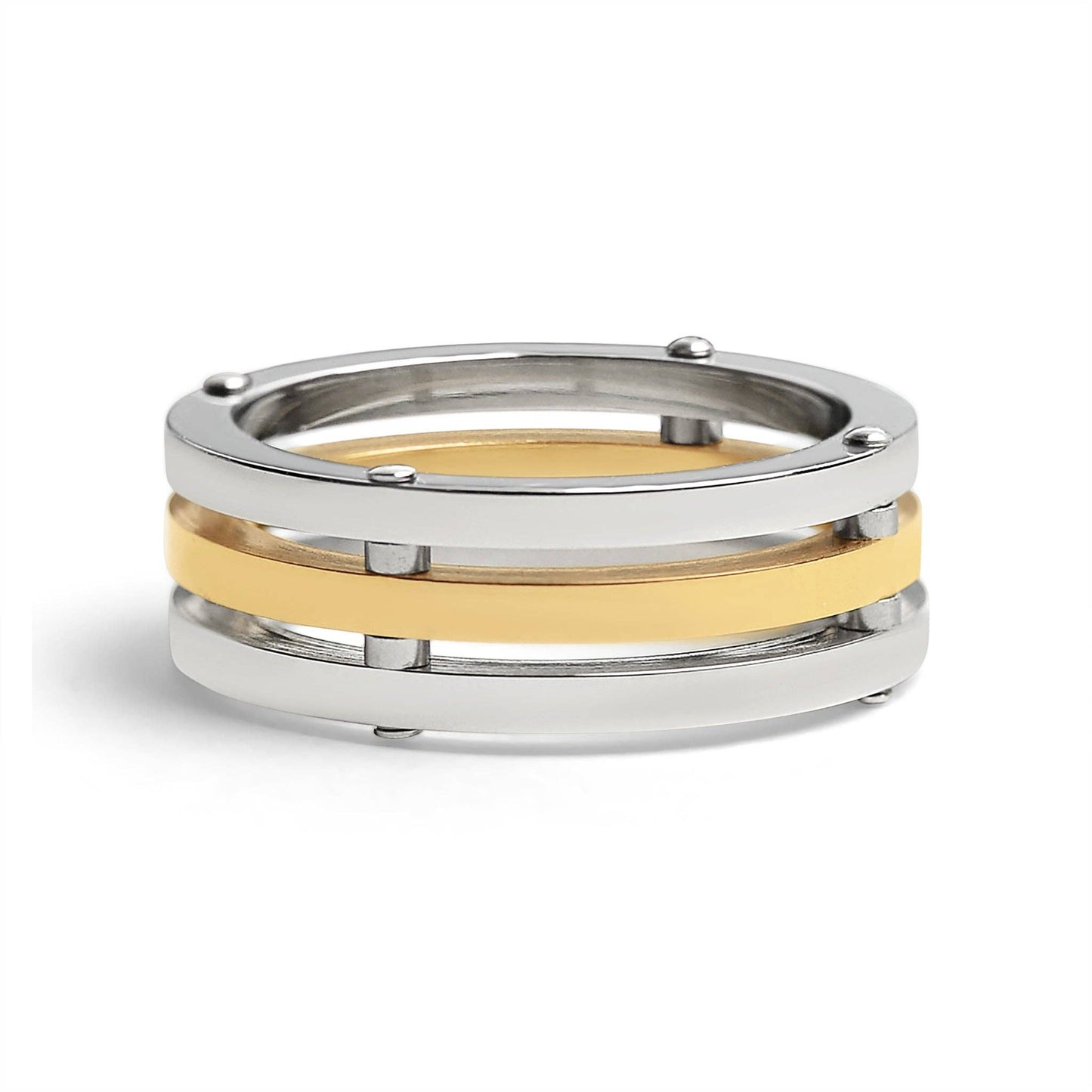 Gold PVD Coated Spaced Stainless Steel Ring