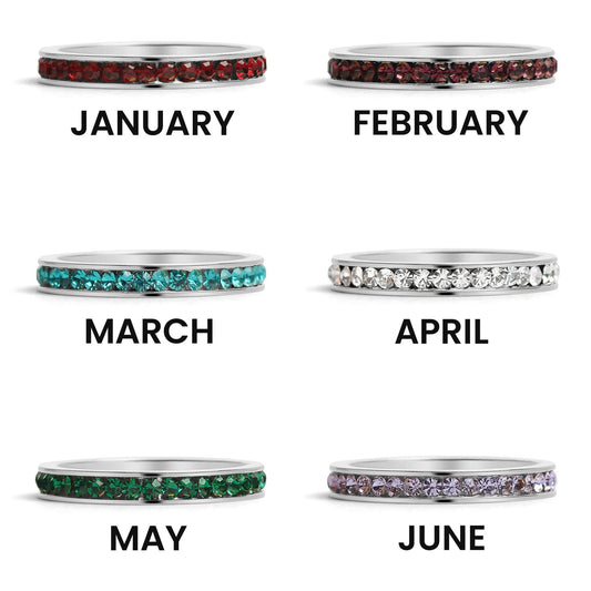 January-June CZ Eternity Stainless Steel Ring