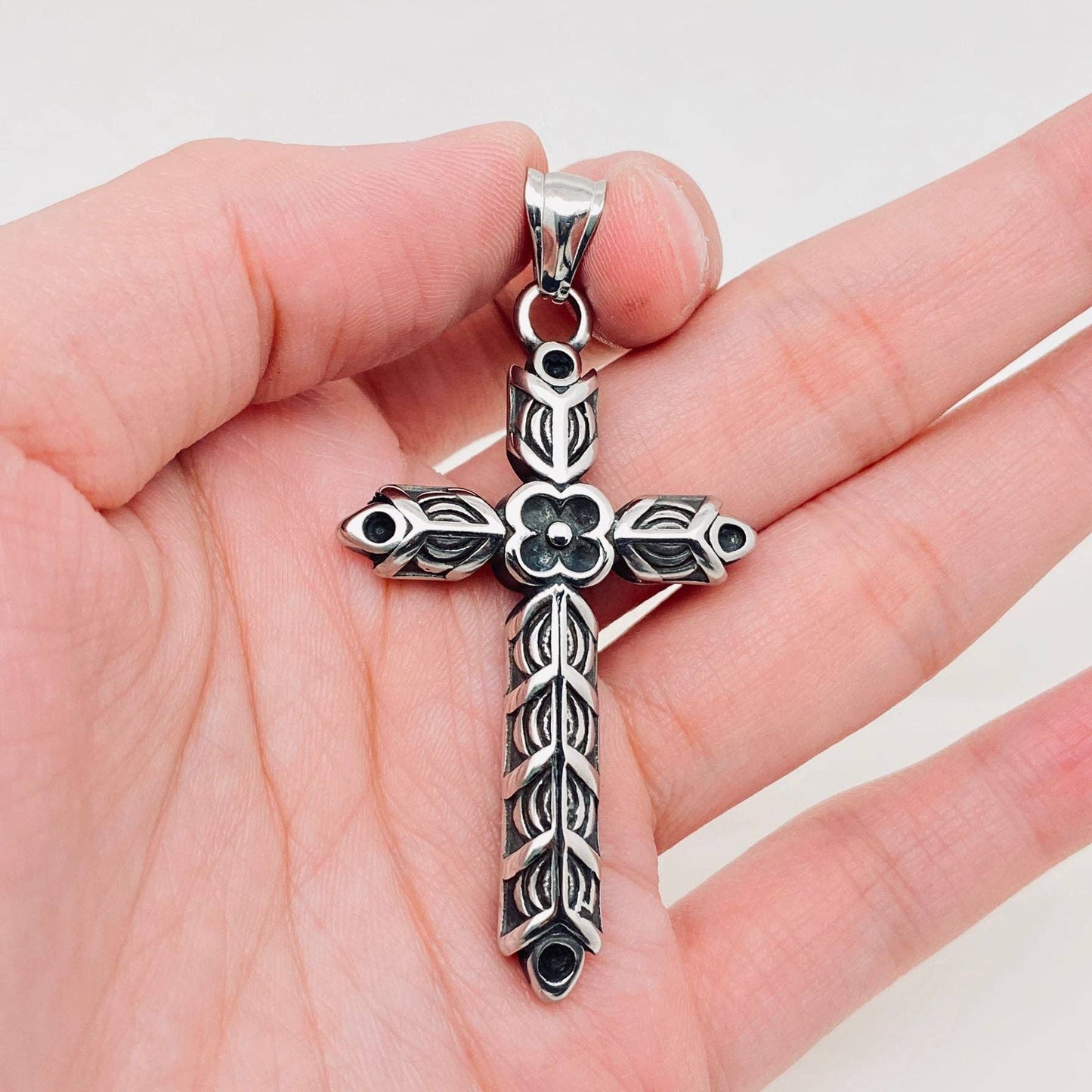 Four-leaf Clover Cross Stainless Steel Pendant