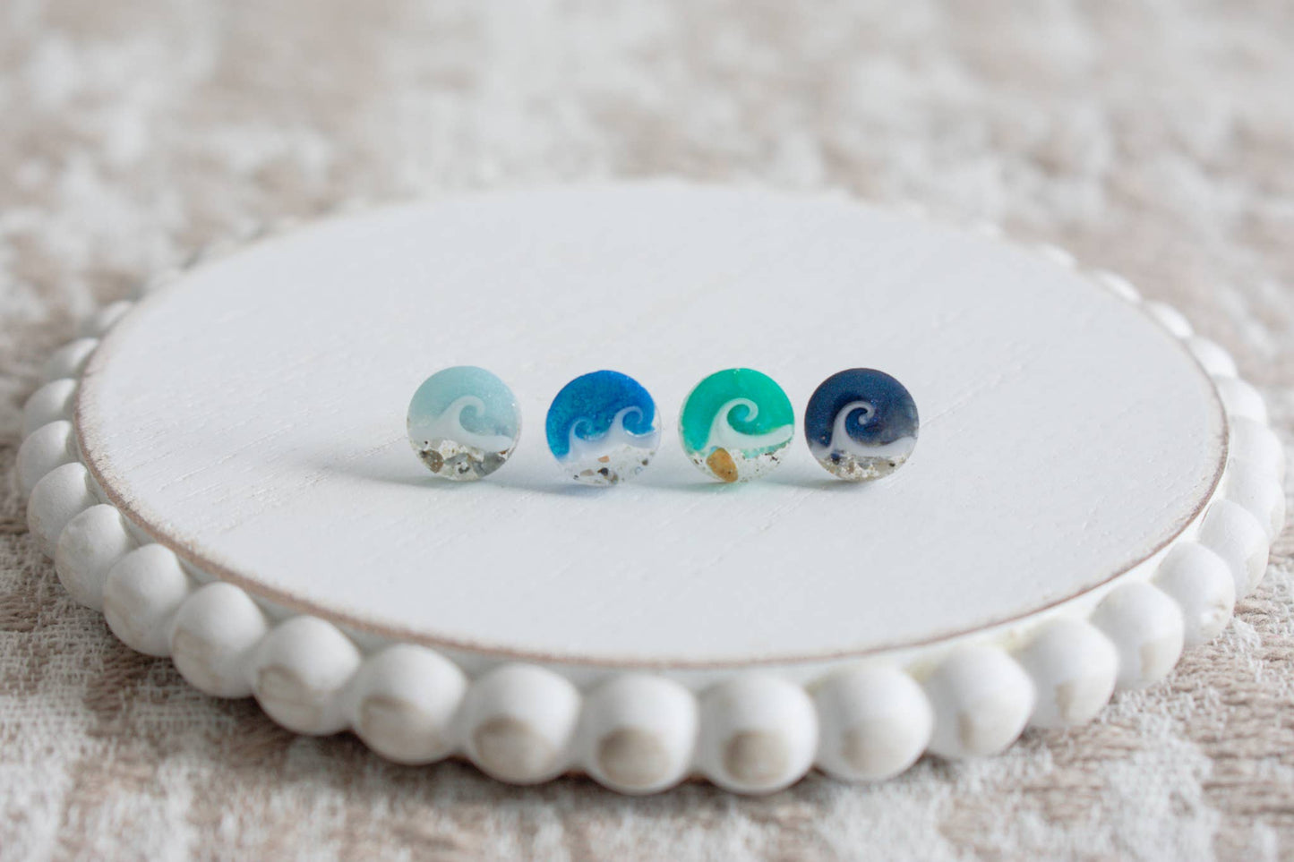 Custom Sand Mini Wave Stud Earrings | Beach Sand 