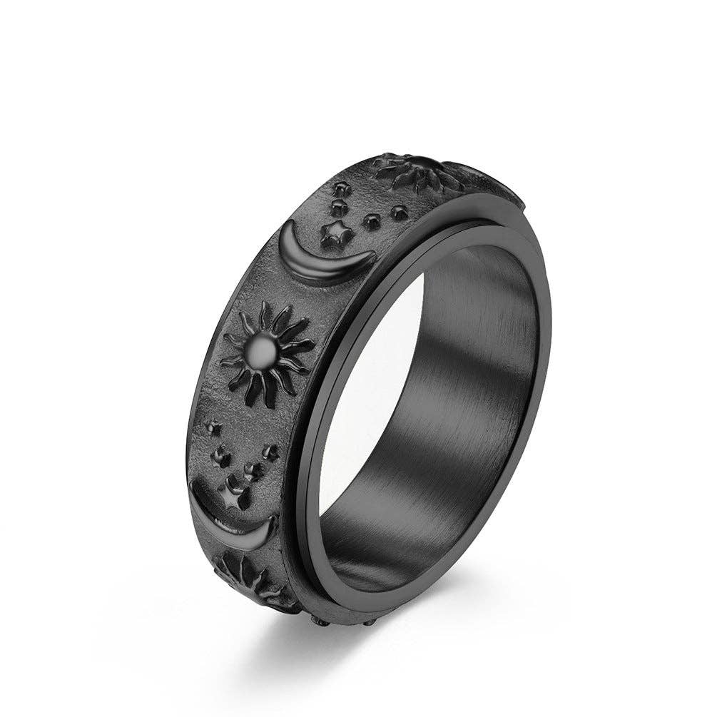 Star Moon Sun Stainless Steel Rotatable Rings