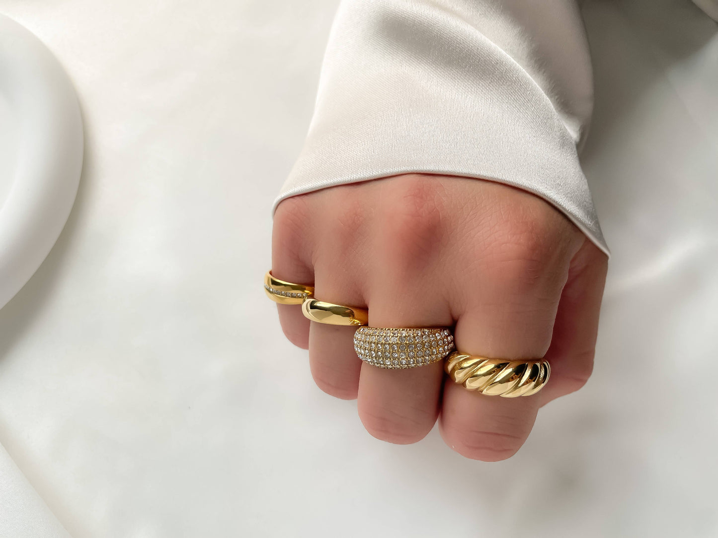 18k Gold Dome Rings - Stainless Steel Chunky Rings