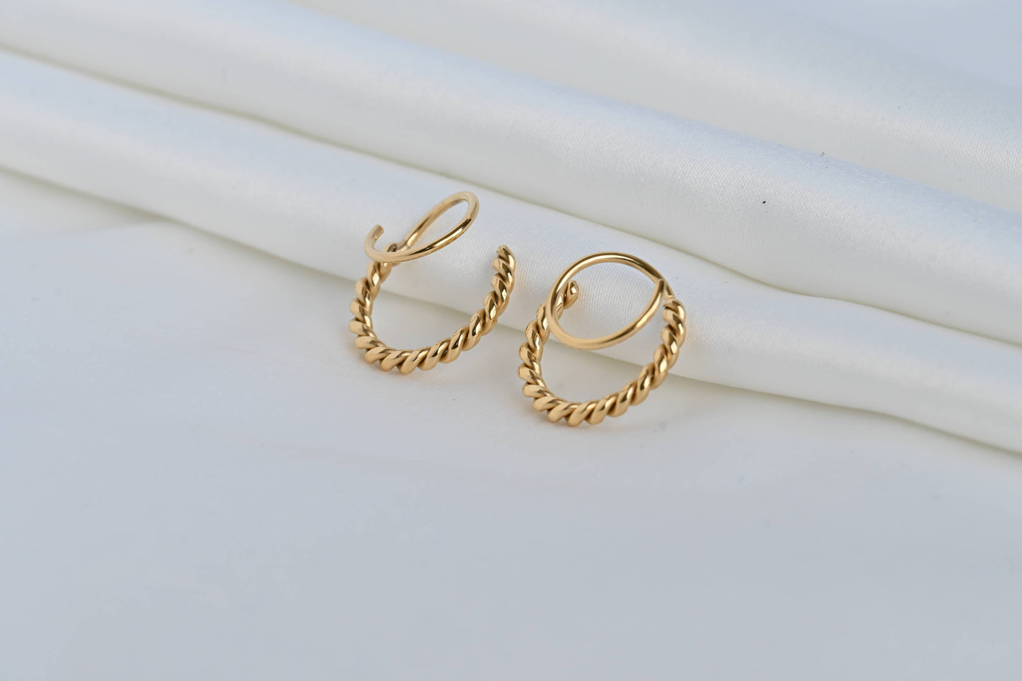 2 pcs18KT Gold PVD Spiral Hoop Earrings - Waterproof Hoops