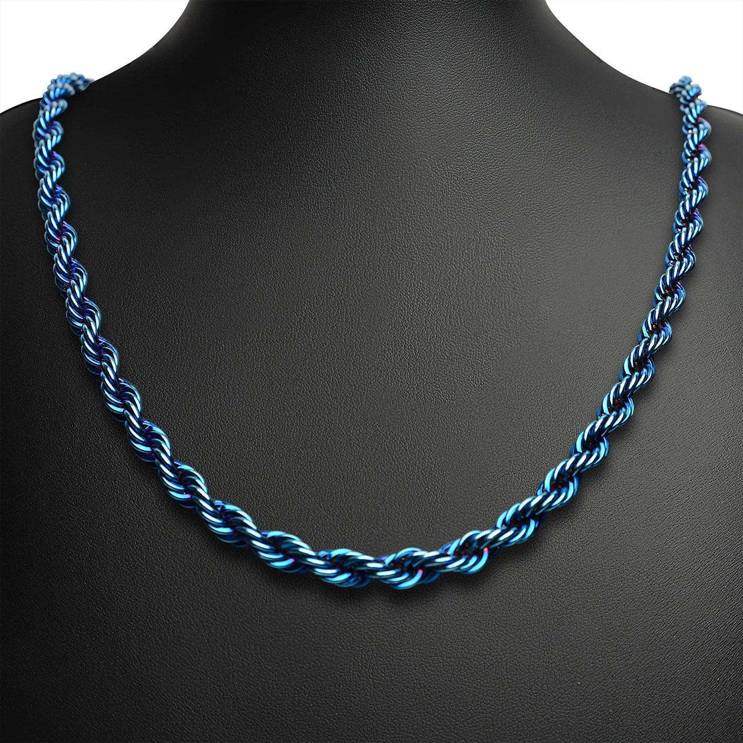 Stainless Steel Blue Rope Chain Necklace