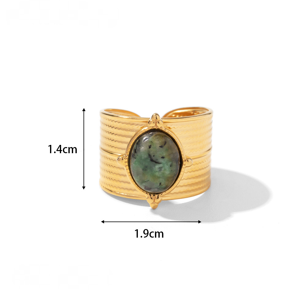 Gold Plated Stainless Steel Natural Stone Adjustable Rings