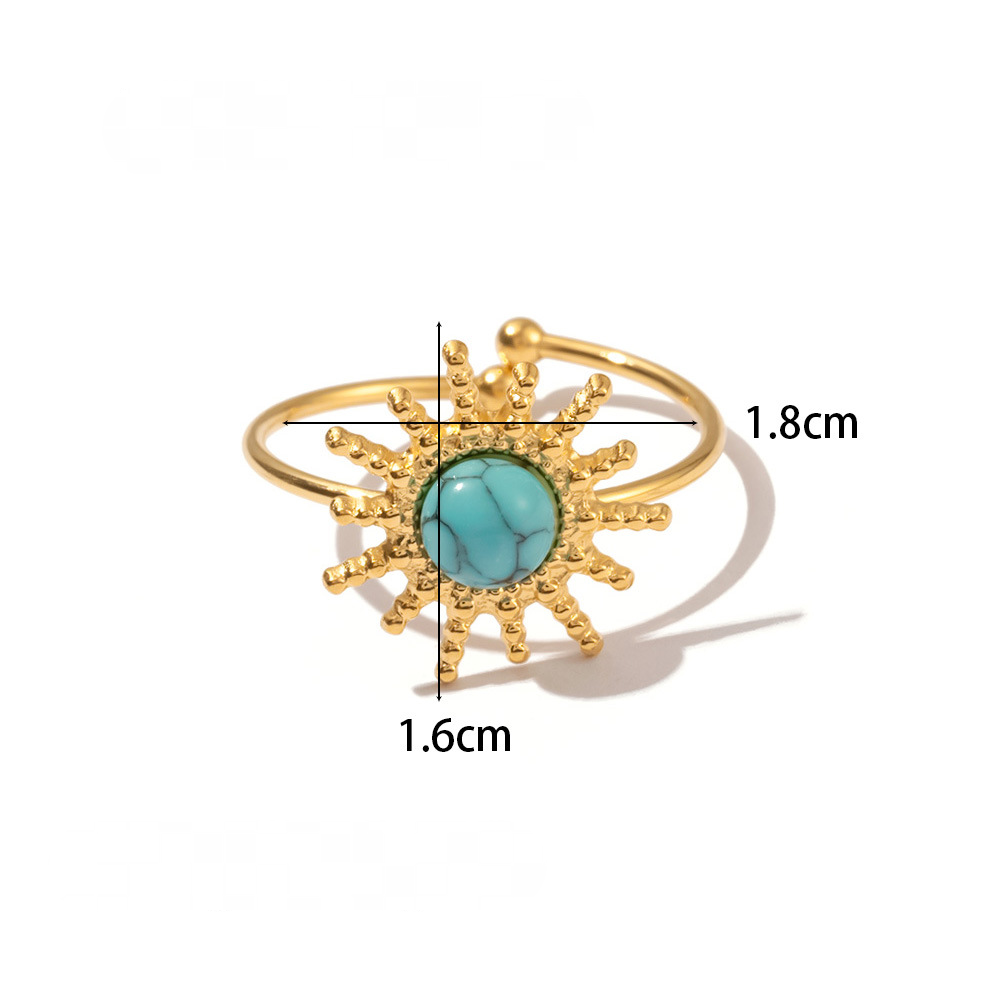 Gold-plated Stainless Steel Inlaid Natural Stone Rings