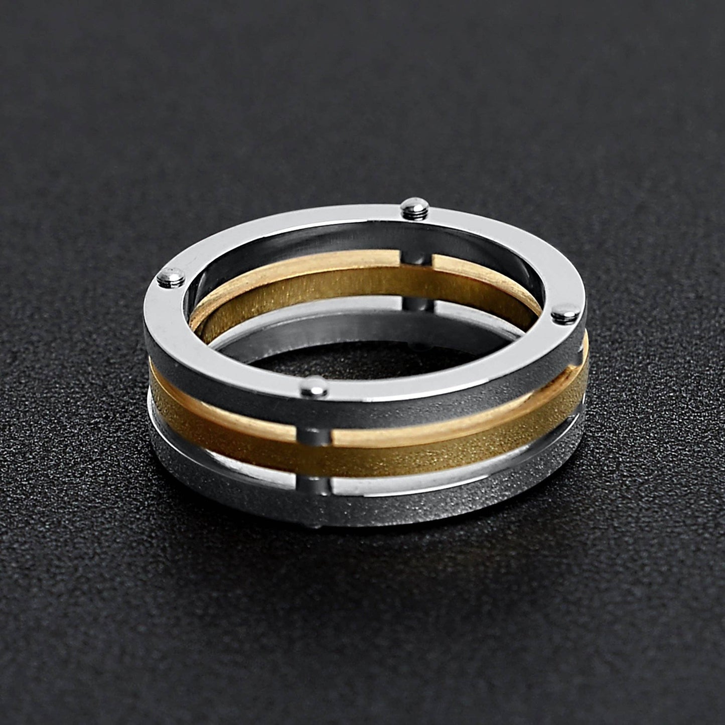 Gold PVD Coated Spaced Stainless Steel Ring