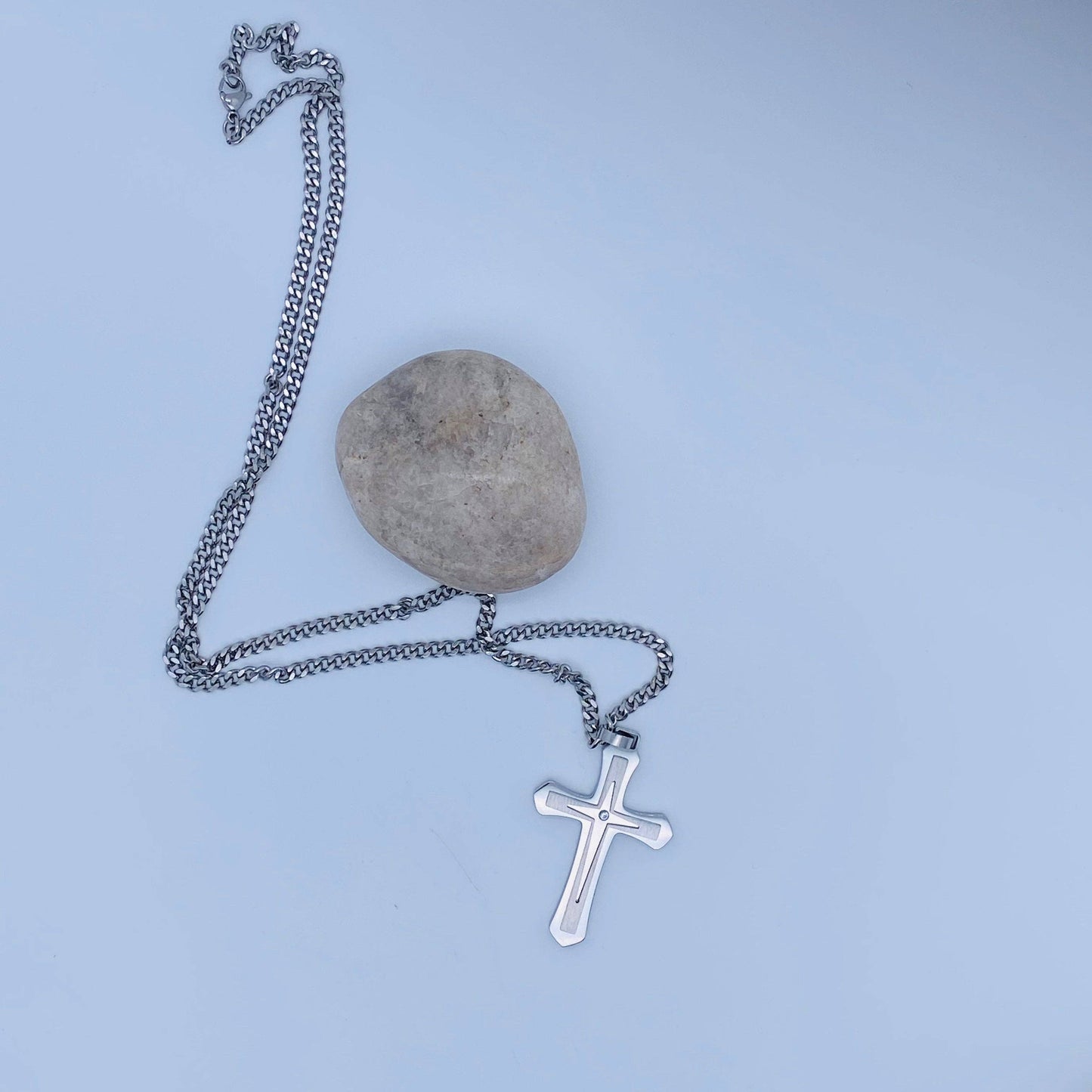 Men's Stainless Steel Cross Pendant Necklace