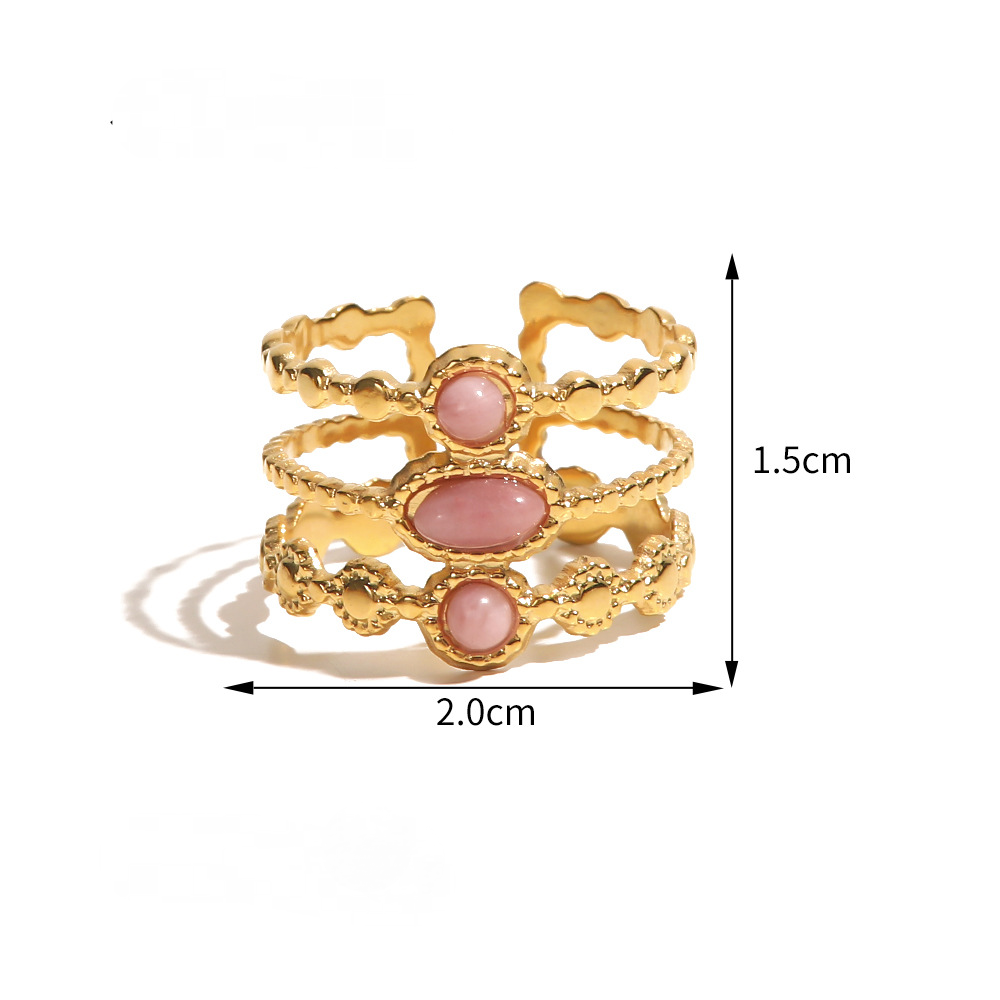 Gold-plated Stainless Steel Inlaid Natural Stone Rings