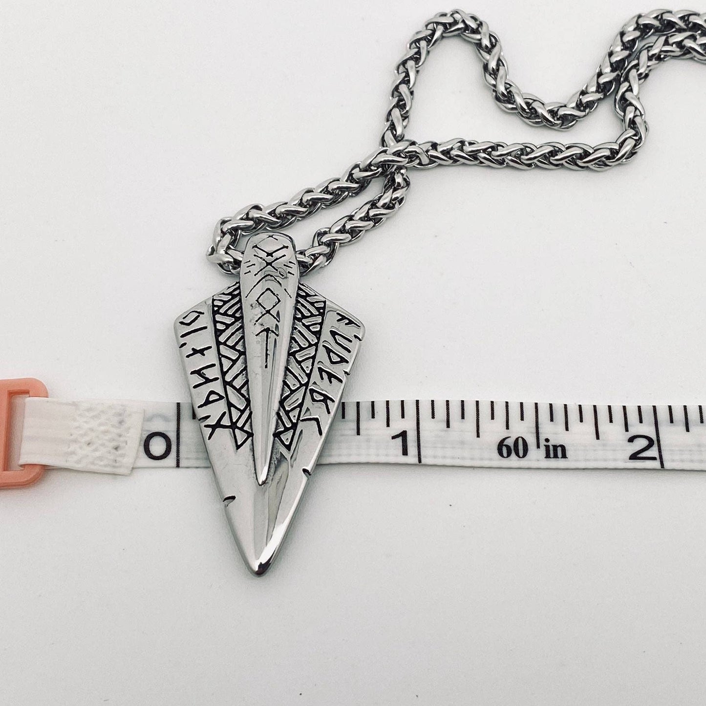 Viking Rune Stainless Steel Arrow Pendant Necklace