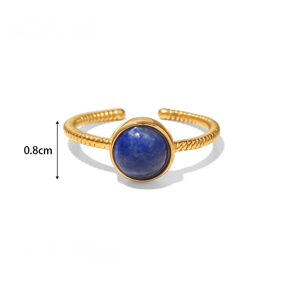 Gold-plated Stainless Steel Inlaid Natural Stone Rings