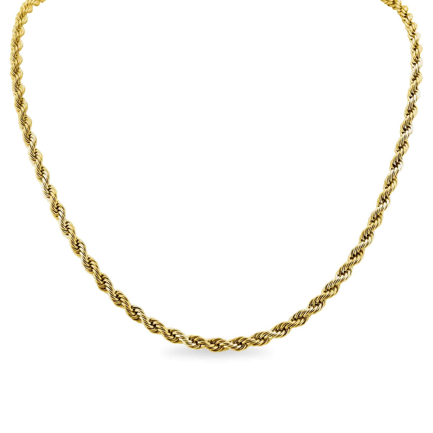 Stainless Steel 18K Gold PVD Coated Rope Chain Necklace