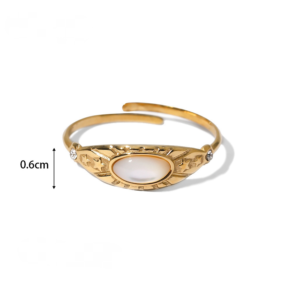 Gold-plated Stainless Steel Inlaid Natural Stone Rings