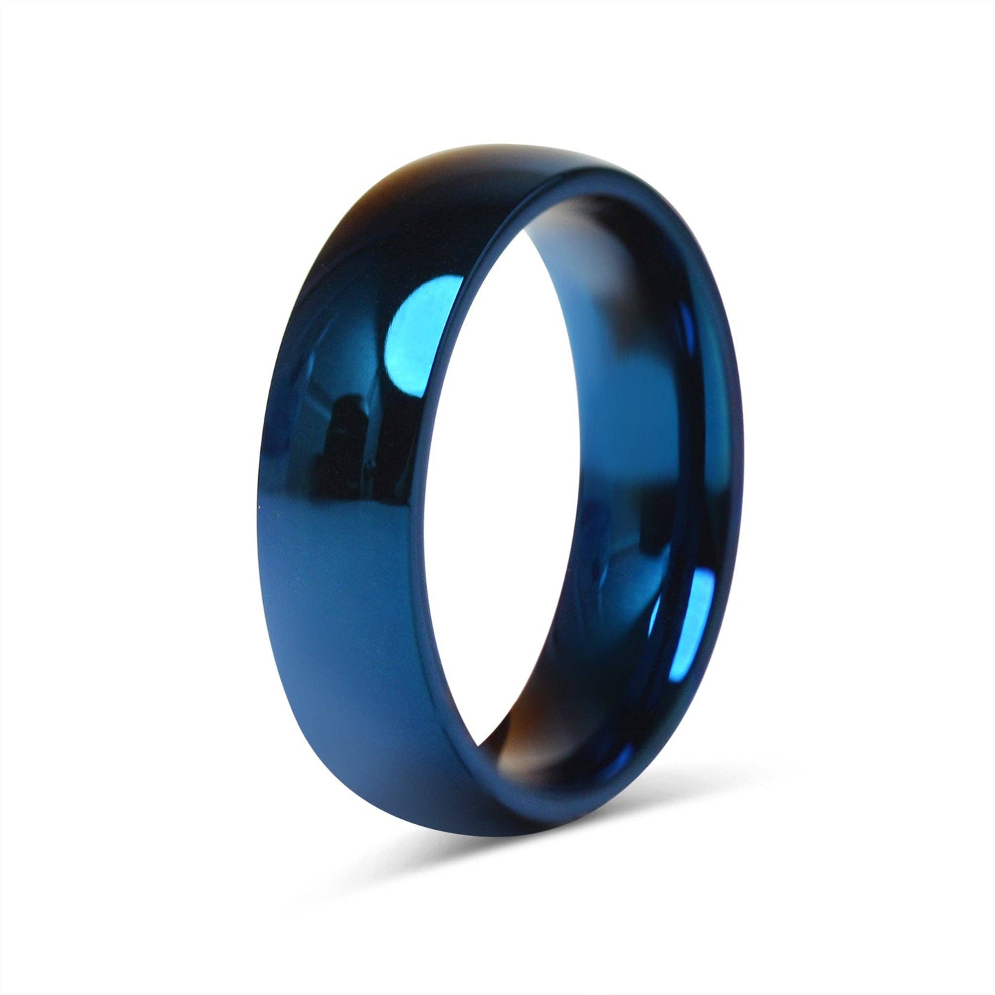 Blue Stainless Steel Blank Ring