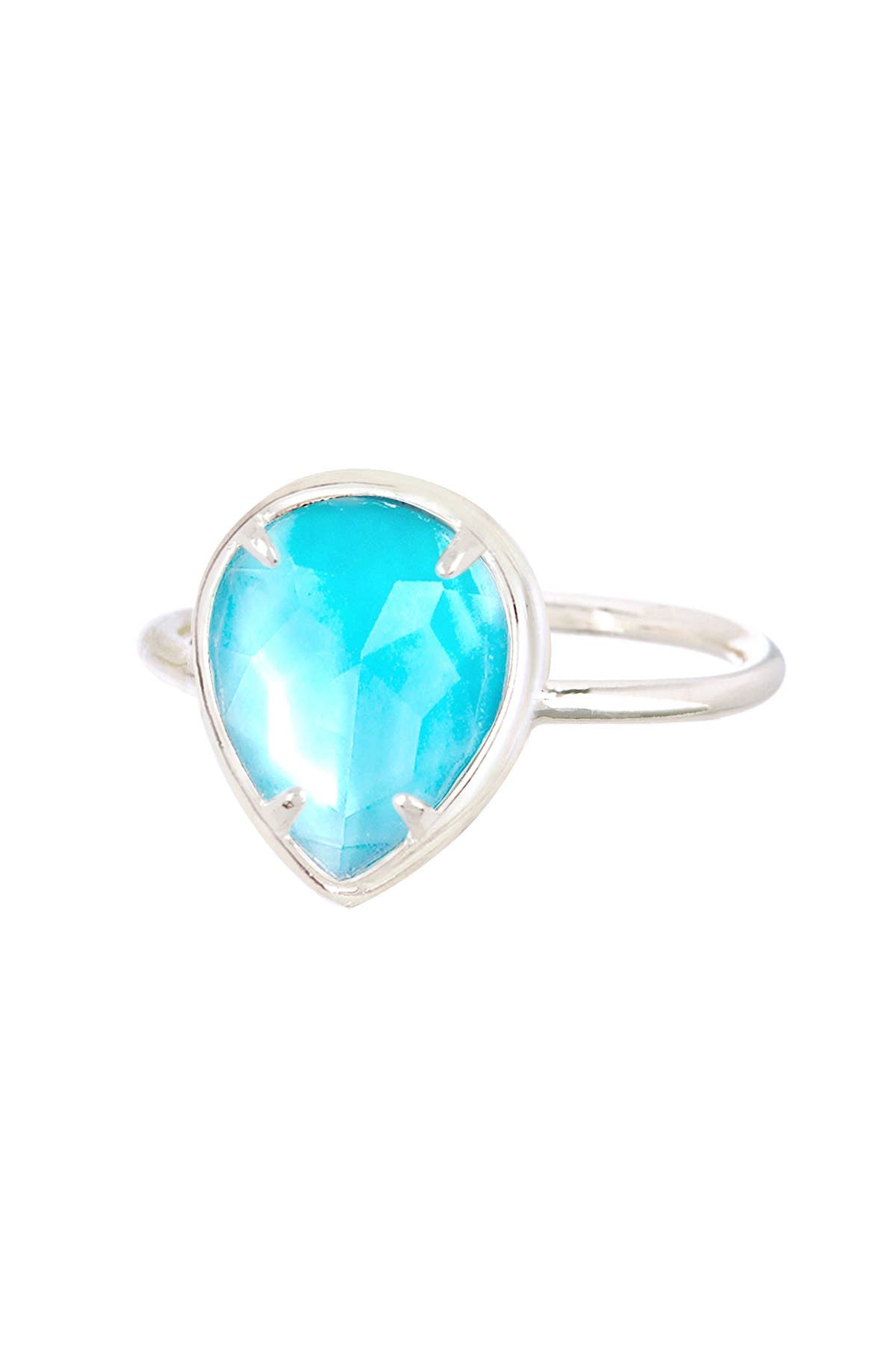 Blue Mother Of Pearl Pear Cut Ring - SF