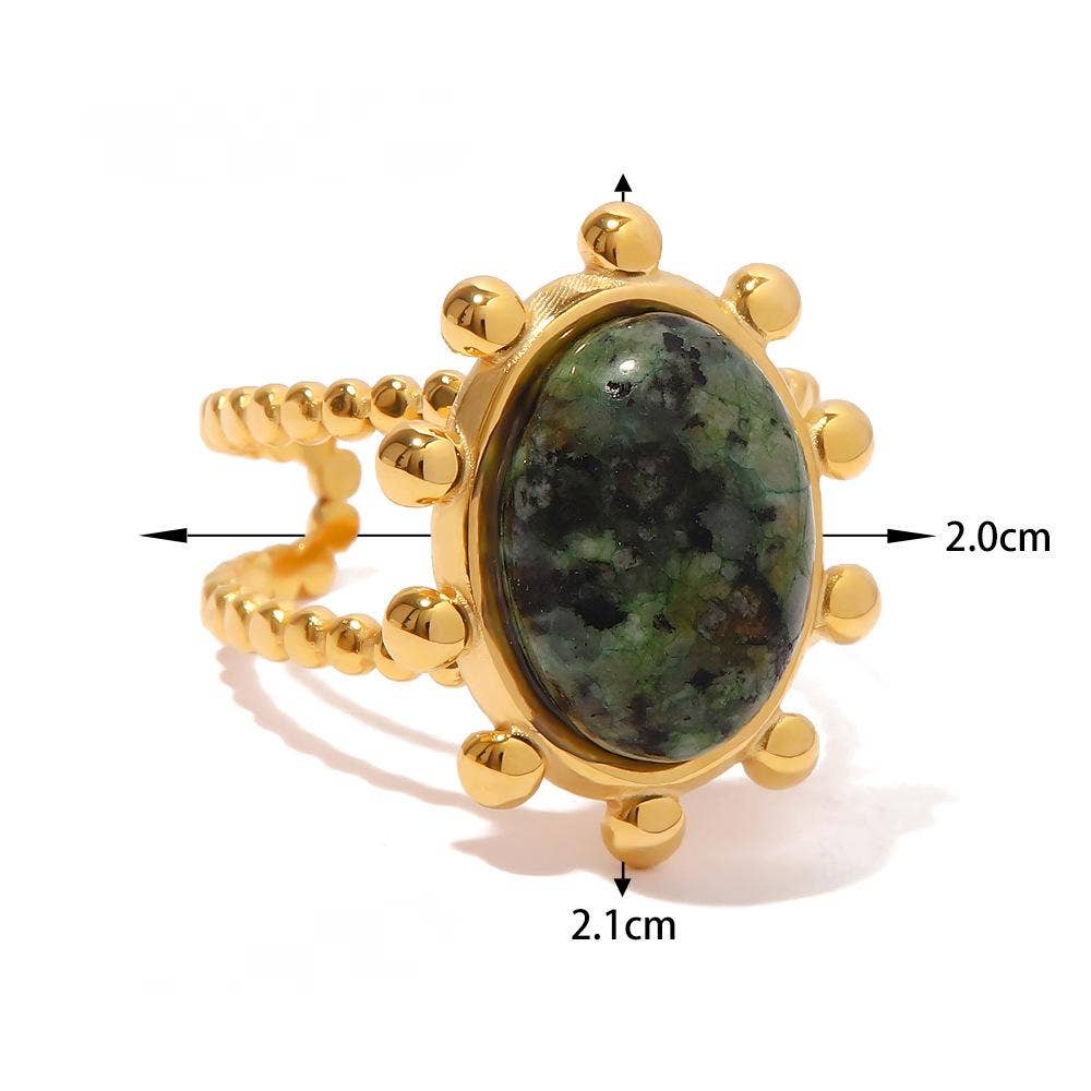 Gold Plated Stainless Steel Natural Stone Adjustable Rings