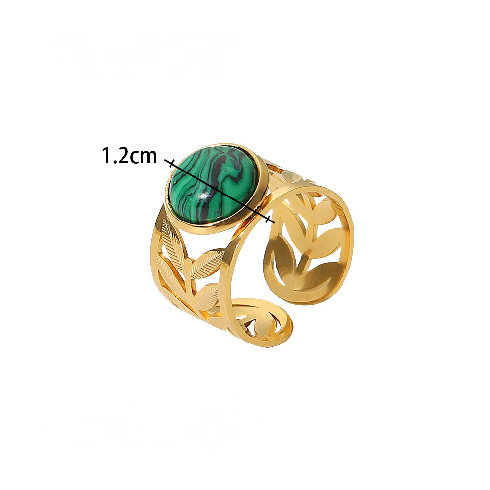 Gold-plated Stainless Steel Inlaid Natural Stone Rings