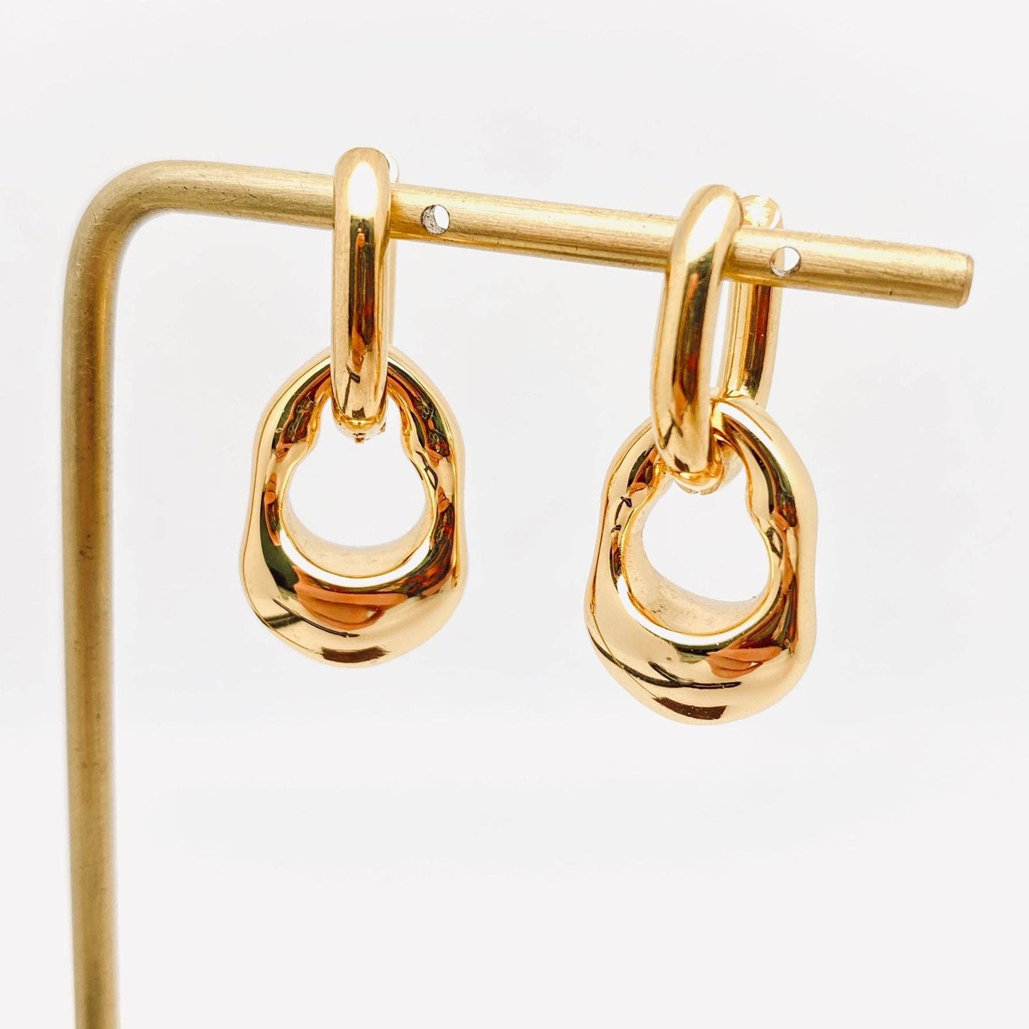 18K Gold Plated Geometric Huggie Earrings - FGS