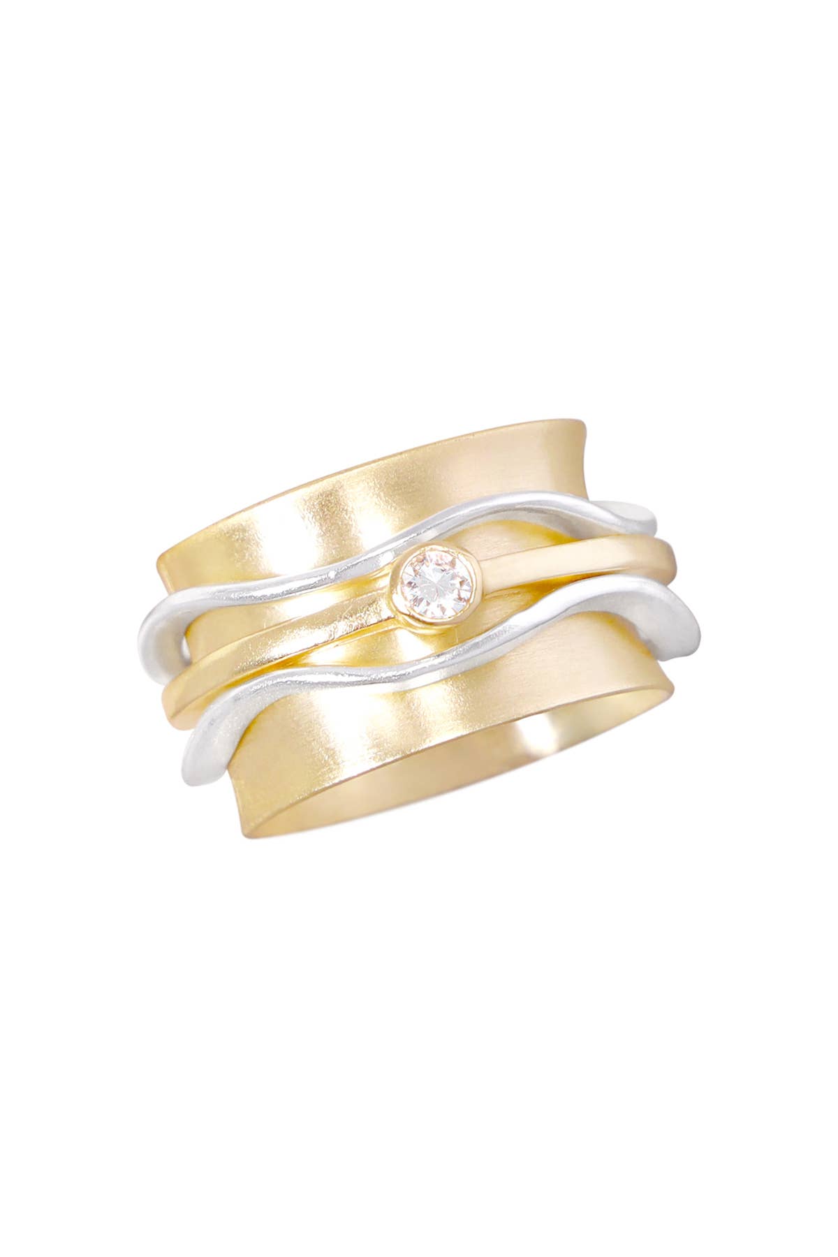 CZ Wave Band Spinner Ring - GF