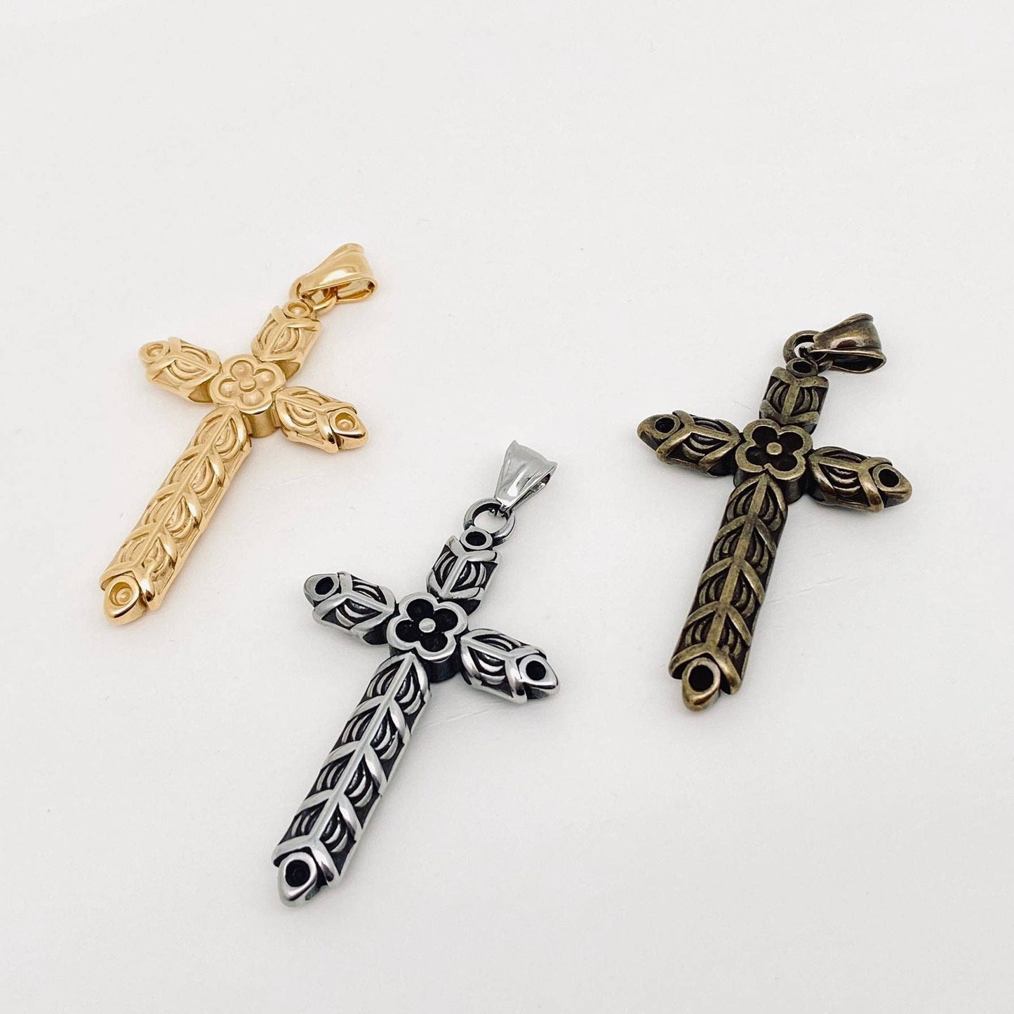 Four-leaf Clover Cross Stainless Steel Pendant