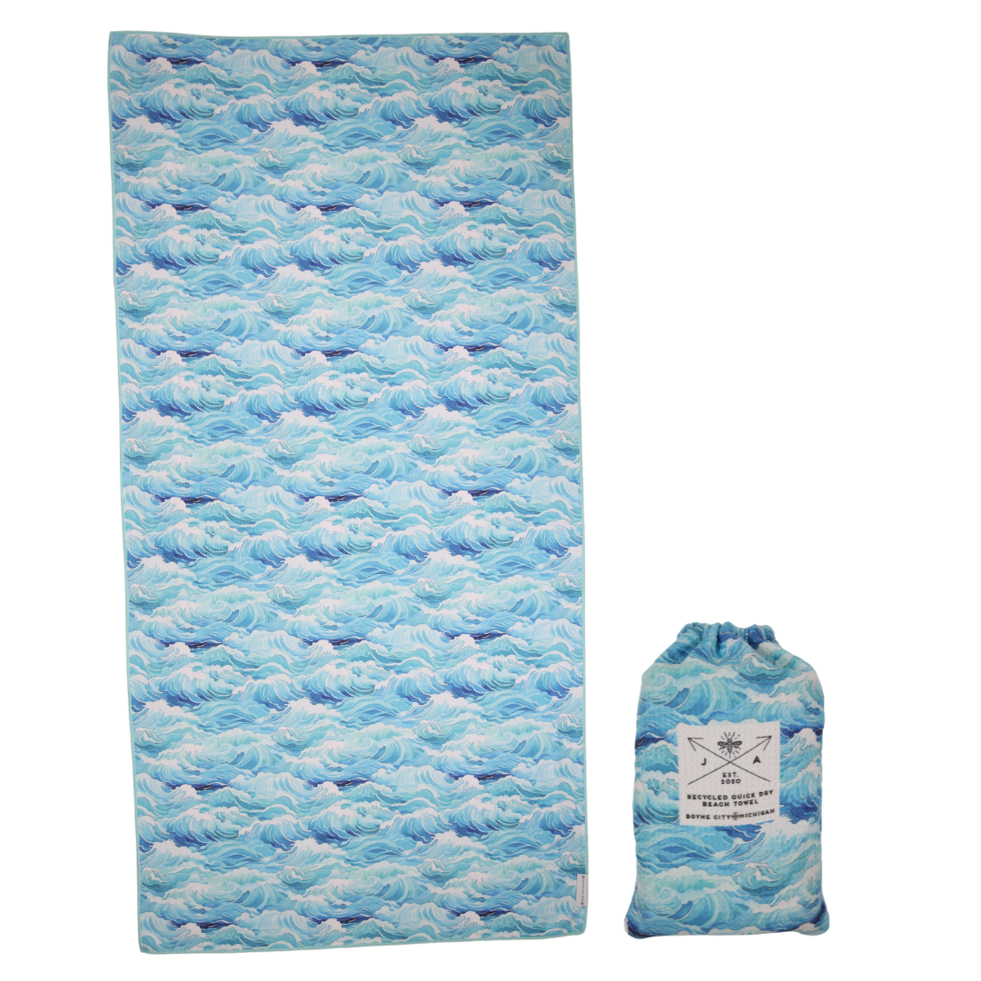 Waves Double Sided Quick Dry Beach Towel