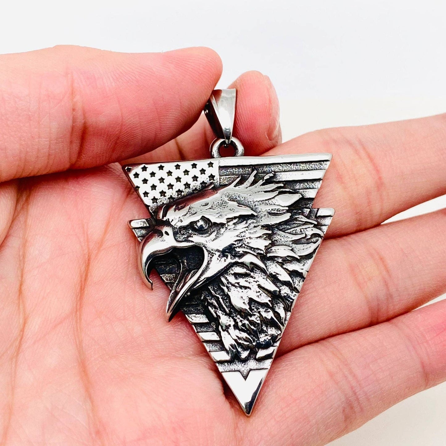 USA Flag Stainless Steel Eagle Pendant