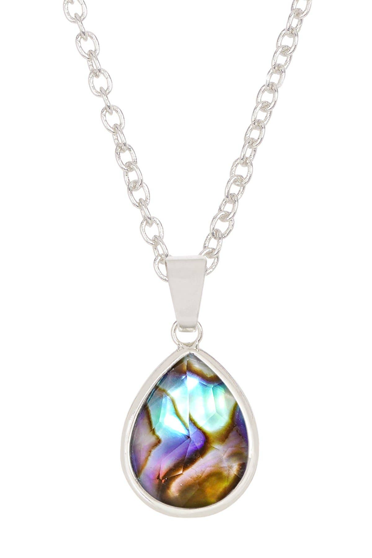 Abalone & Quartz Teardrop Necklace - SF