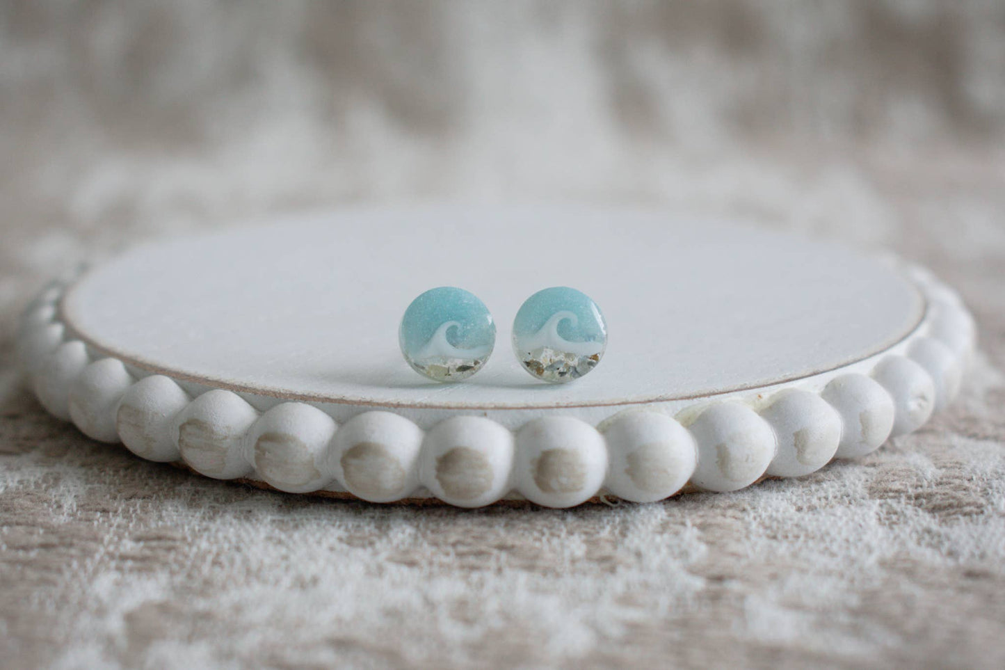 Custom Sand Mini Wave Stud Earrings | Beach Sand 