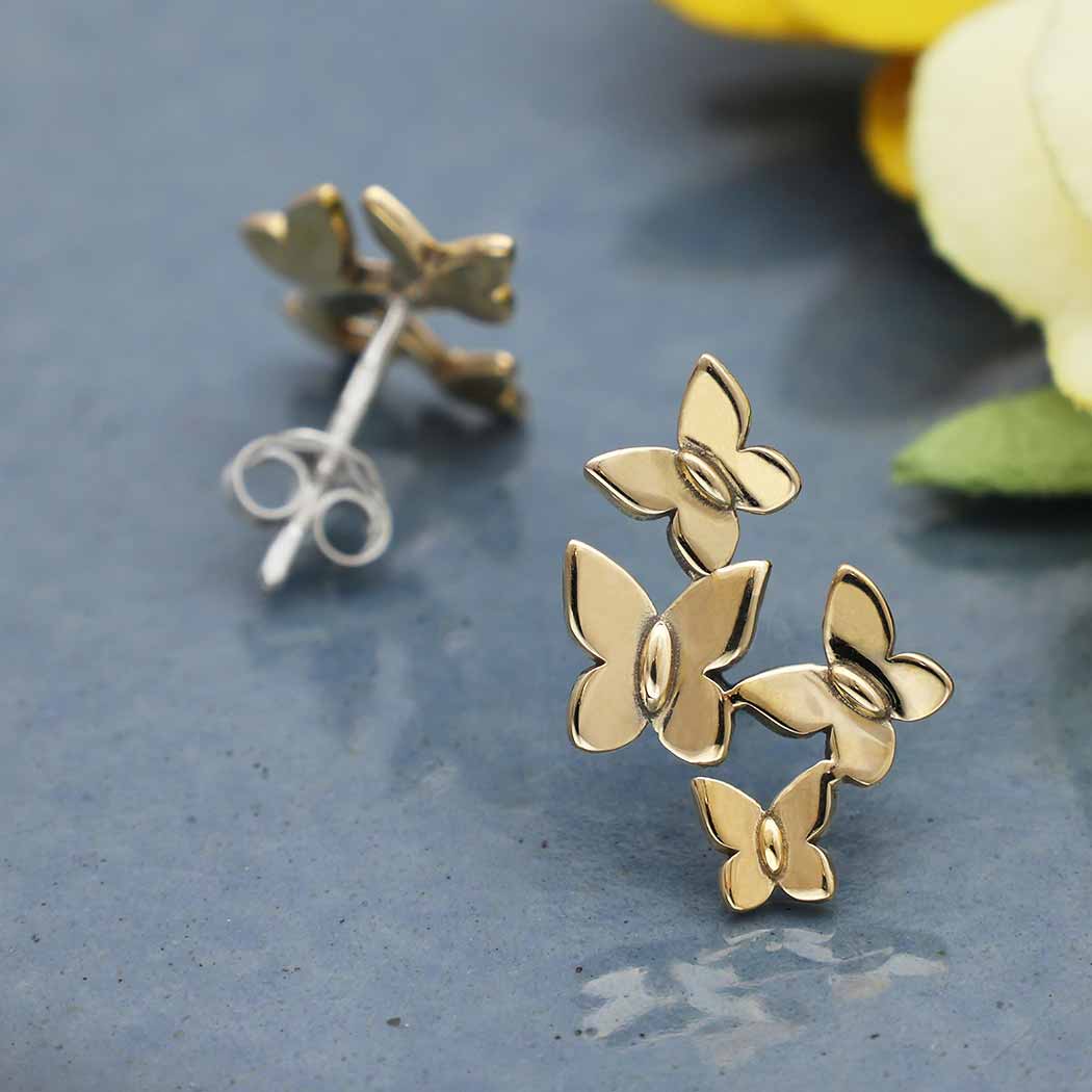 Butterfly Cluster Post Earrings 17x11mm