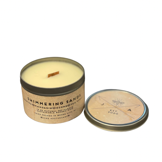 Shimmering Sands Wooden Wick 11 oz Tin Candle