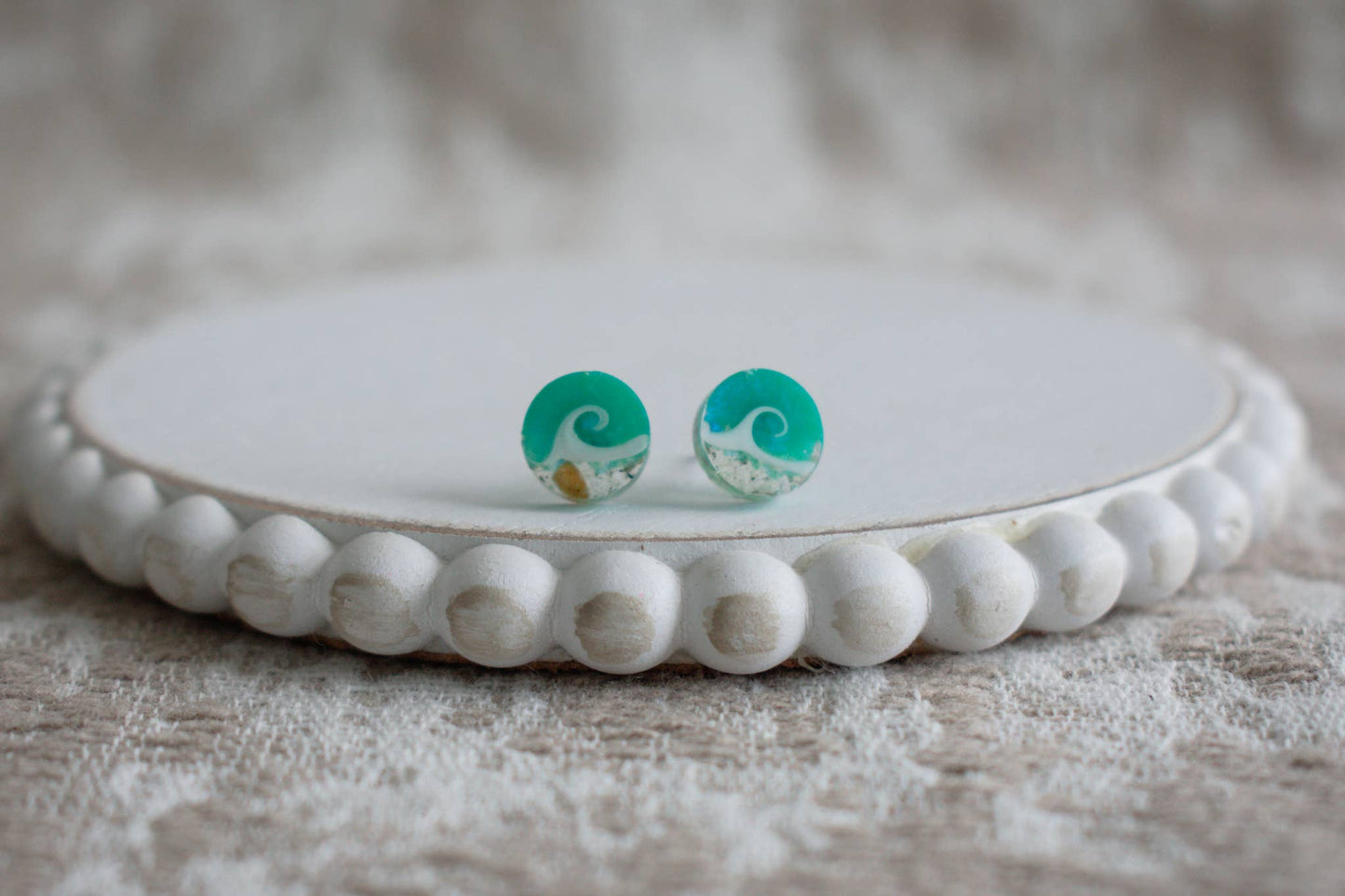 Custom Sand Mini Wave Stud Earrings | Beach Sand 