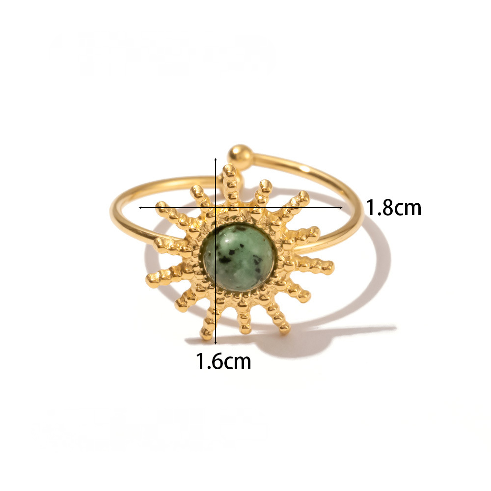 Gold-plated Stainless Steel Inlaid Natural Stone Rings