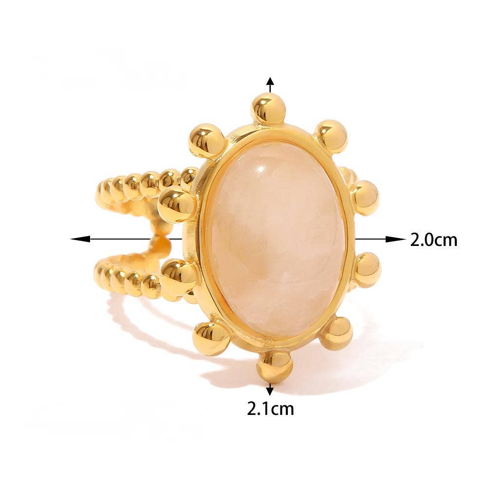 Gold Plated Stainless Steel Natural Stone Adjustable Rings