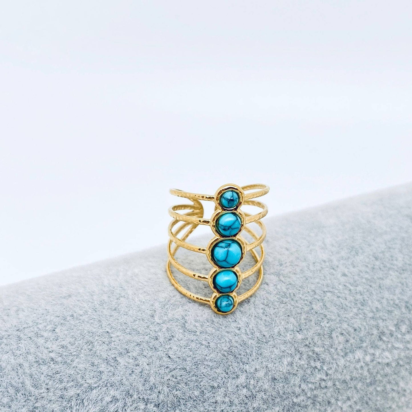 Turquoise 18K Gold Plated Stainless Steel Adjustment Rings