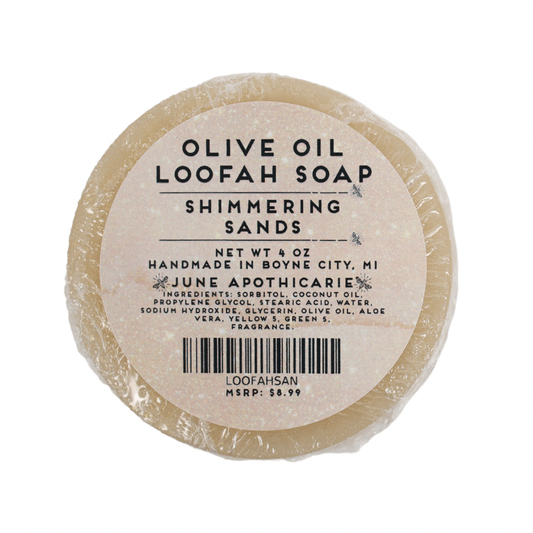 Shimmering Sands Olive Oil Loofah Soap-Biodegradable Package