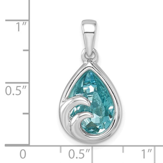 Double Wave Large Pendant Blue Topaz stone