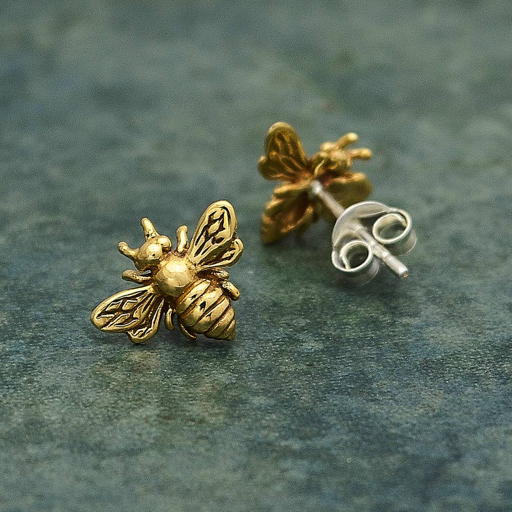 Bee Stud Earrings 9x11mm