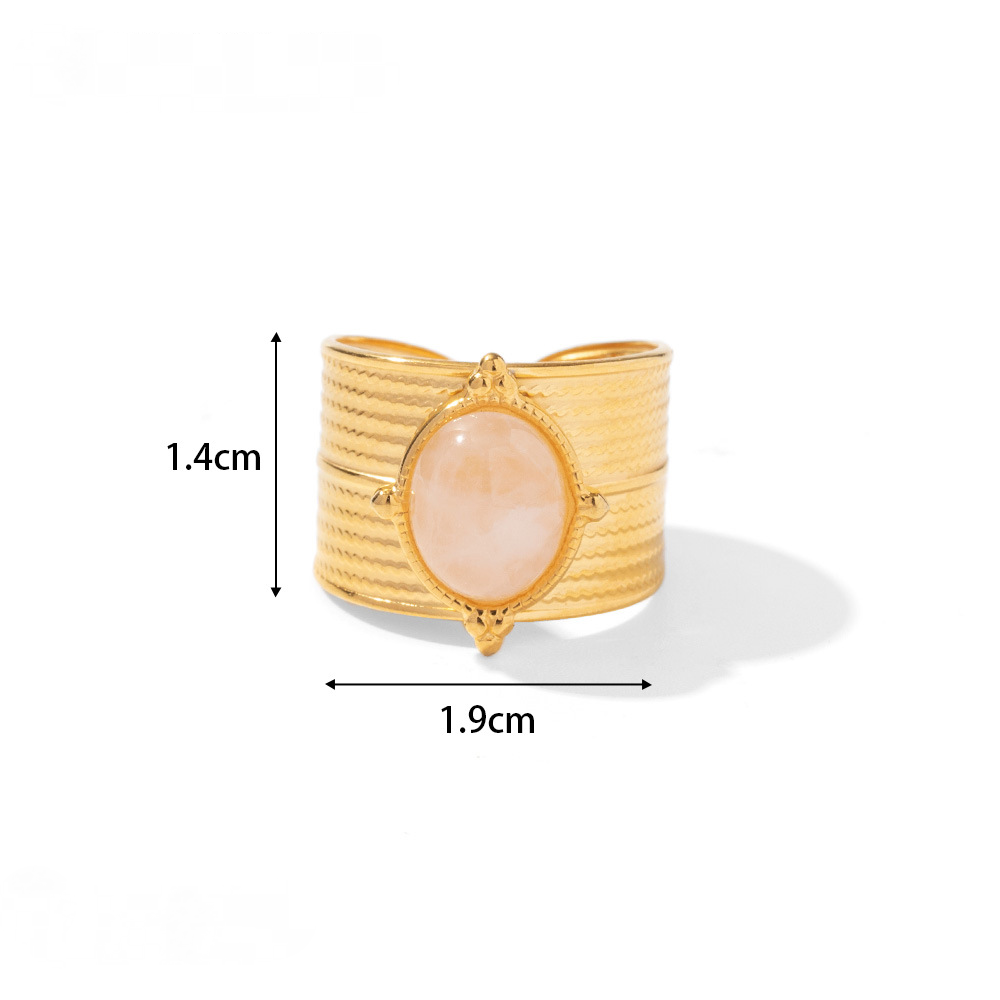 Gold Plated Stainless Steel Natural Stone Adjustable Rings