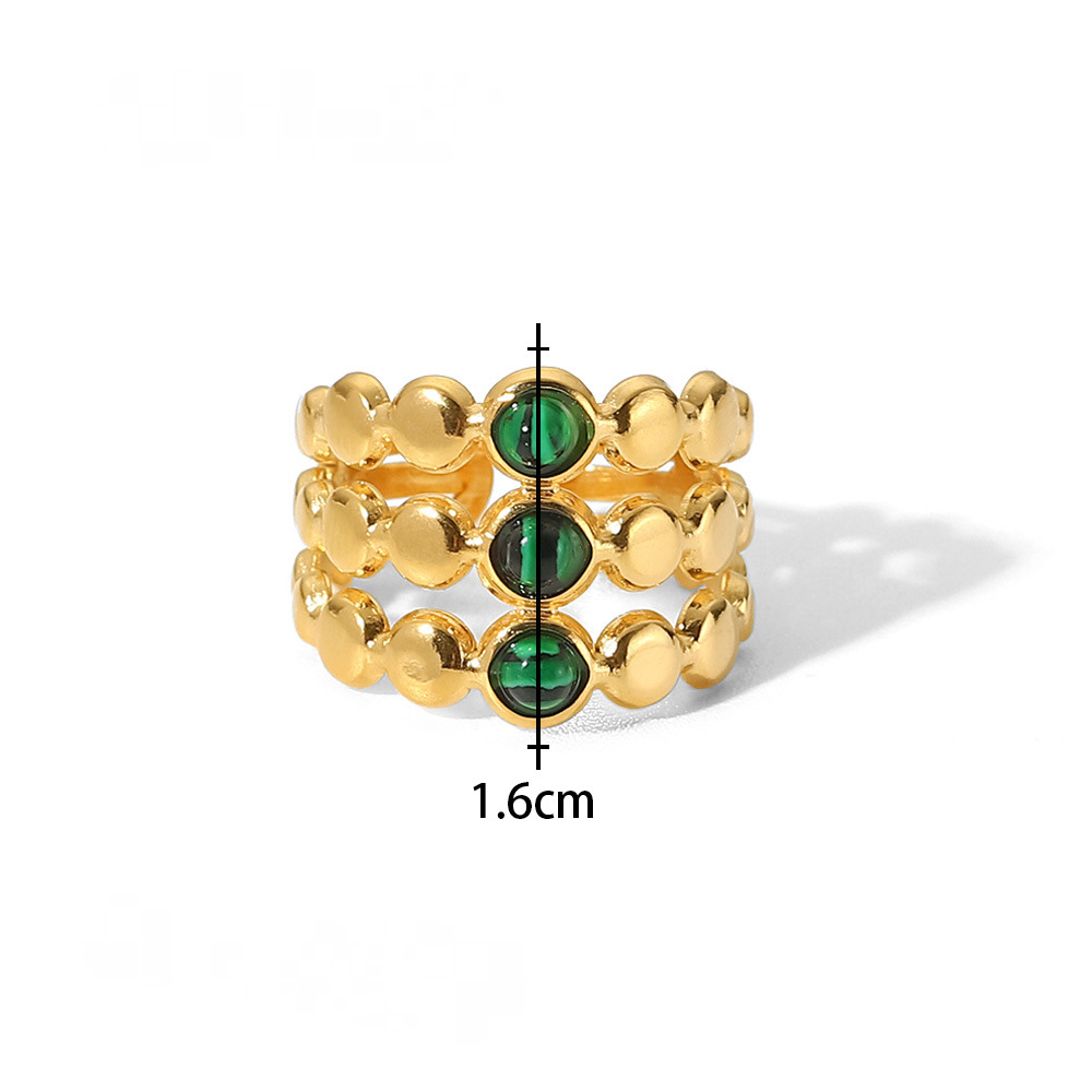 Gold-plated Stainless Steel Inlaid Natural Stone Rings