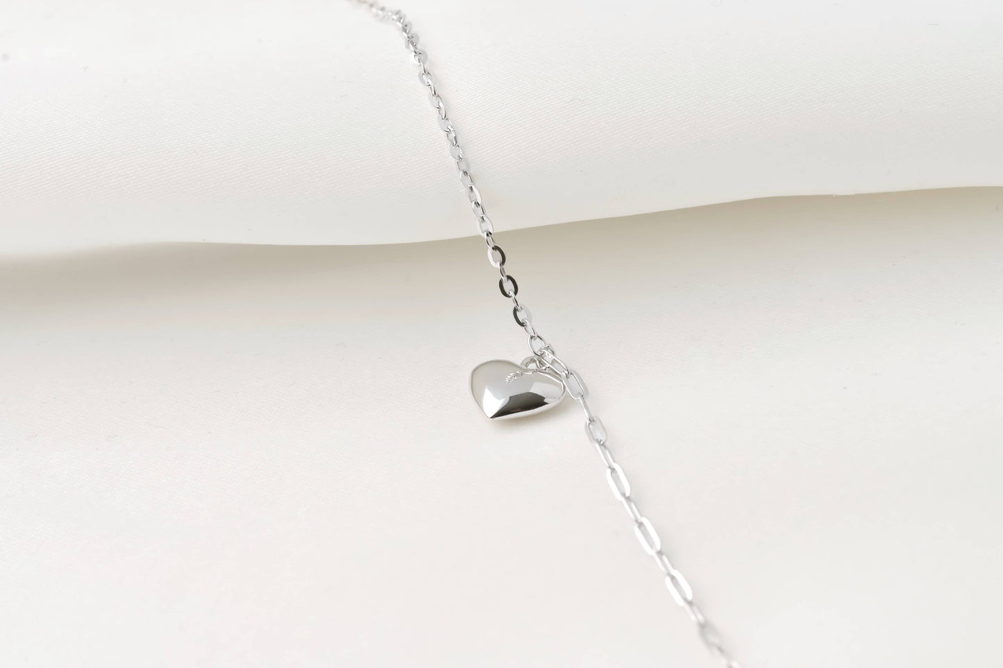 Sterling Silver Heart Bracelet - Mixed Chain Heart Bracelet